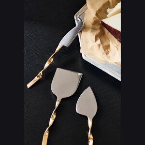 NEW Paulina Metal Cheese Knives - Set of 3 - Gold, by Anthropologie